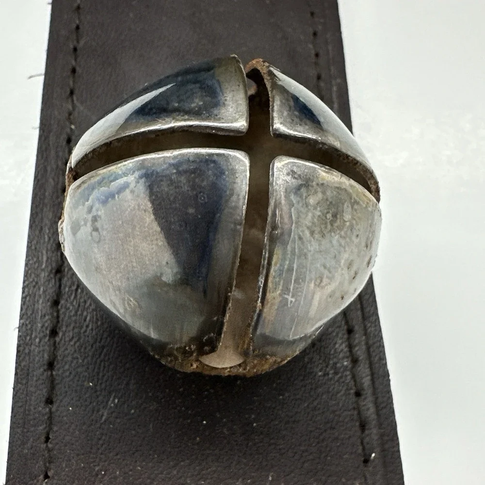 VTG Towle Silversmiths Silver Toned Sleigh Bells Jingle Leather Strap Door 18